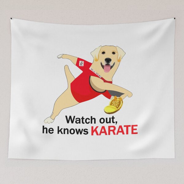 Item preview, "My Dog Knows Karate"- Funny Cartoon Dog Doing Karate designed and sold by Kodexstore.