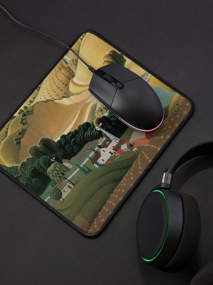 Thumbnail 4 of 5, Mouse Pad, Grant Wood Stone City, Iowa Grant Wood designed and sold by TeeARTHY.