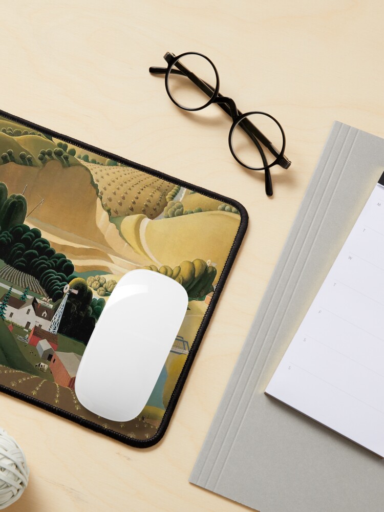 Thumbnail 3 of 5, Mouse Pad, Grant Wood Stone City, Iowa Grant Wood designed and sold by TeeARTHY.