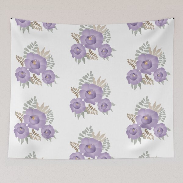 Item preview, Bouquet branch of purple flowers on white designed and sold by fuzzyfox.