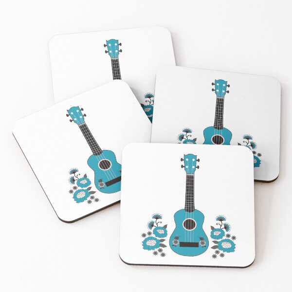 Item preview, Ukulele with flowers in turquoise designed and sold by piesdesignart.
