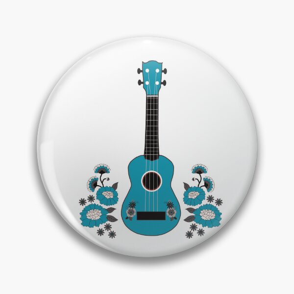Item preview, Ukulele with flowers in turquoise designed and sold by piesdesignart.