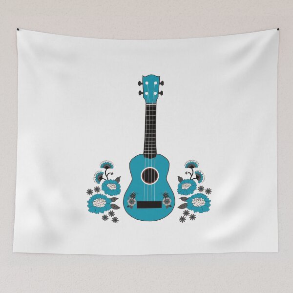 Item preview, Ukulele with flowers in turquoise designed and sold by piesdesignart.