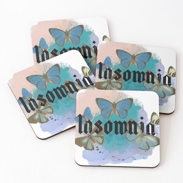 Item preview, Insomnia with blue butterfly and paint background  designed and sold by GREENTAGs.