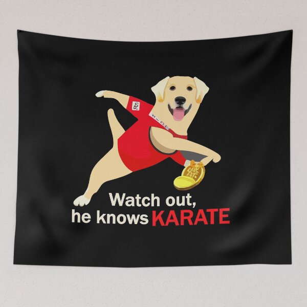 Item preview, "My Dog Knows Karate"- Funny Cartoon Dog Doing Karate designed and sold by Kodexstore.
