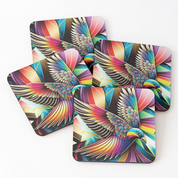 Item preview, Rainbow Bird of Prey Pattern | Rainbow Bird | Retro Bird | Vivid Hawk | Rainbow Firebird | Colorful Butterflies | Native Bird |high resolution designed and sold by Synthetic-Intel.
