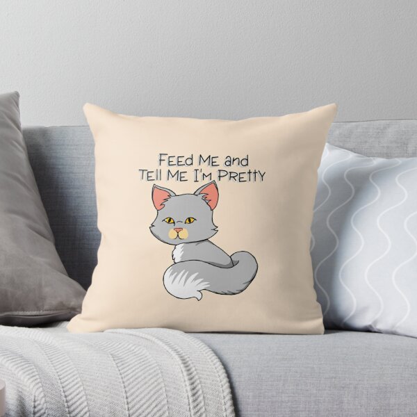 Feed Me Cat Throw Pillow
