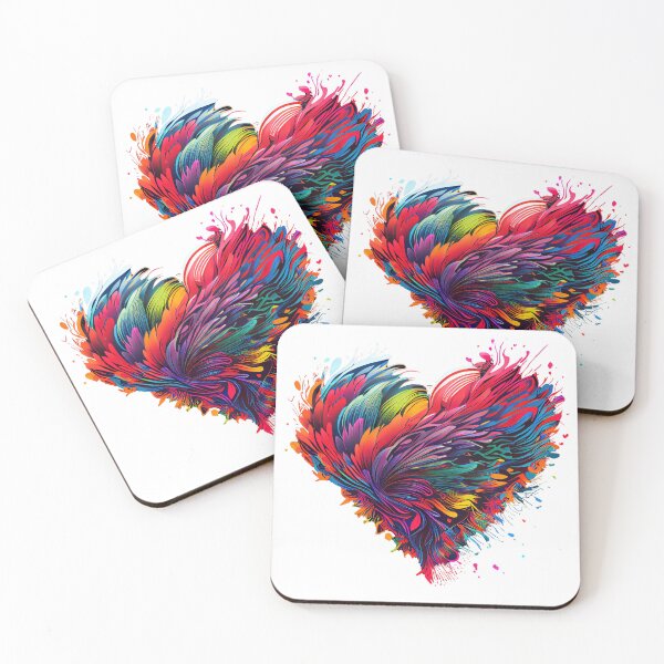 Item preview, Heart made of feathers in neon colors  designed and sold by art8085.