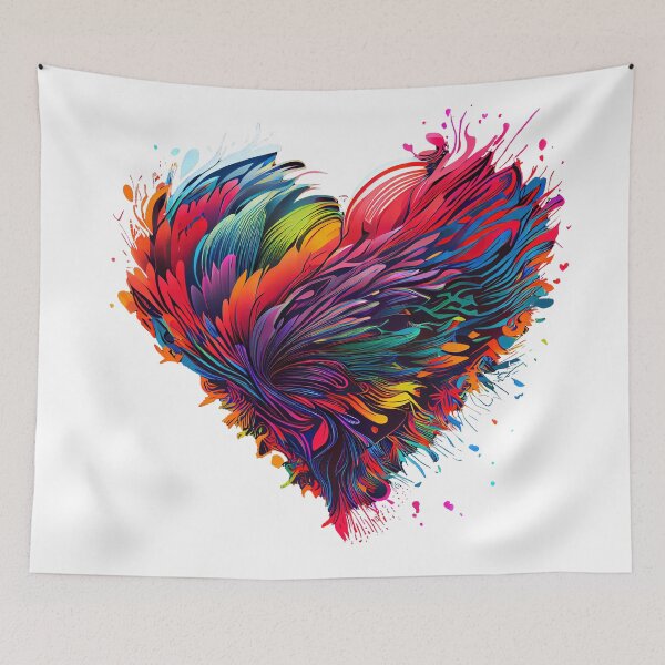 Item preview, Heart made of feathers in neon colors  designed and sold by art8085.