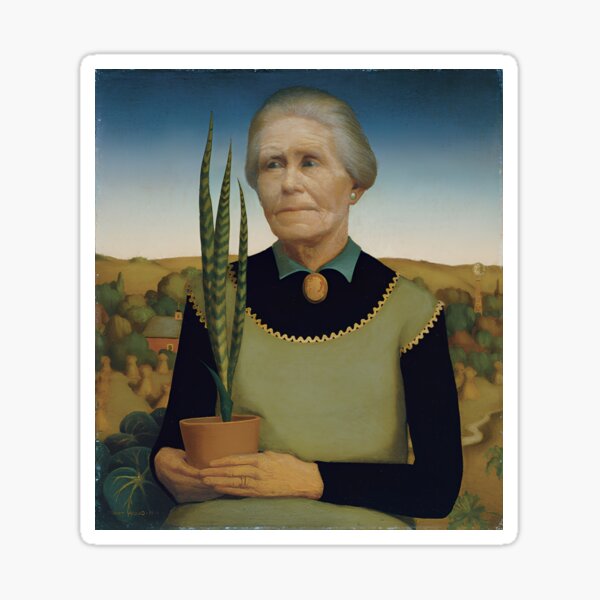 Item preview, Grant Wood  Woman with Plants designed and sold by TeeARTHY.
