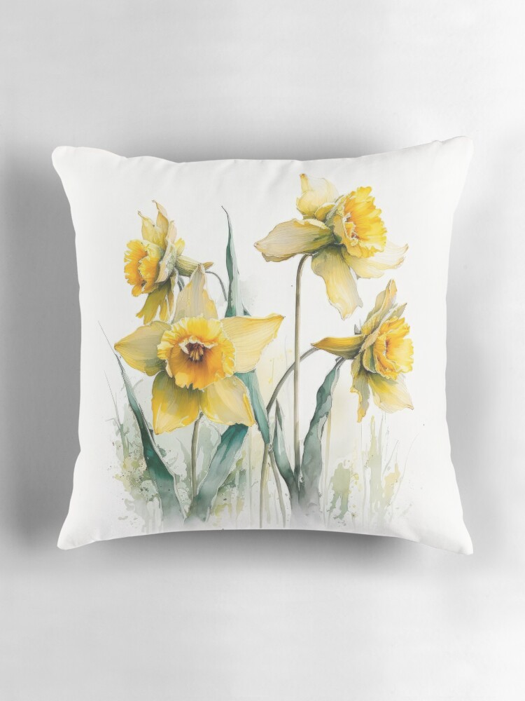 Aperçu 3 sur 4. Coussin avec l'œuvre Jonquilles créée et vendue par brandonv111.
