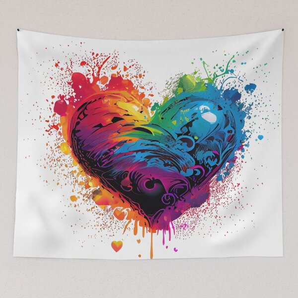 Item preview, Heart with splatters in neon colors  designed and sold by art8085.