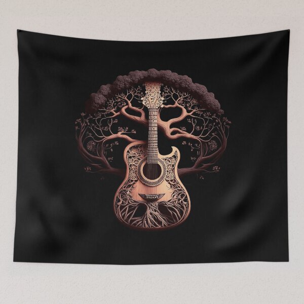 Aperçu de l'œuvre Guitare Acoustique Arbre De Vie créée et vendue par Cr4ftyCreations.
