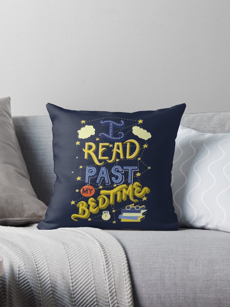 Thumbnail 1 of 4, Pillow, I Read Past my Bedtime designed and sold by abbymalagaART.