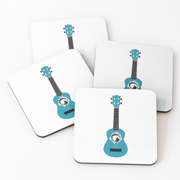 Item preview, Turquoise ukulele with the thinker designed and sold by piesdesignart.