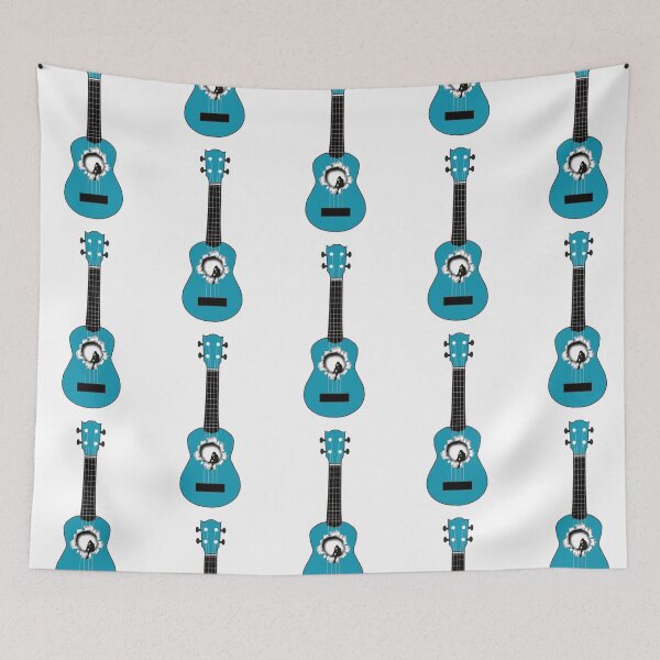 Item preview, Turquoise ukulele with the thinker designed and sold by piesdesignart.