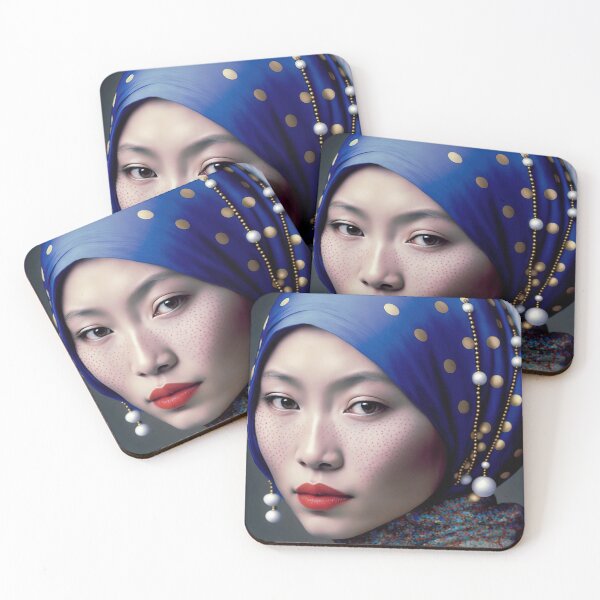 Item preview, An asian model girl with pearl earrings portrait designed and sold by osssoconcept.