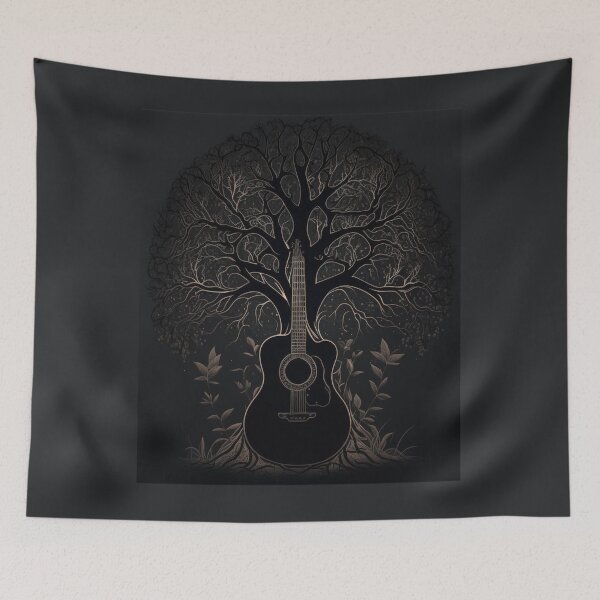 Aperçu de l'œuvre Guitare Acoustique Tree Of Life Dark créée et vendue par Cr4ftyCreations.