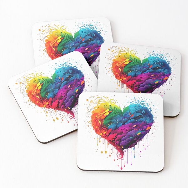 Item preview, Heart made of leaves in neon colors  designed and sold by art8085.