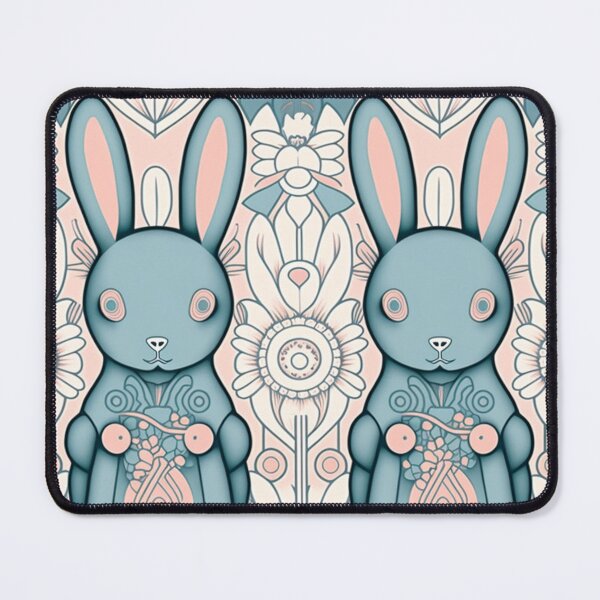 Item preview, Cute Pastel Rabbits Pattern | Rabbits and Flowers | Year of the Rabbit | Easter Rabbits | Pair of Rabbits | high resolution  designed and sold by Synthetic-Intel.