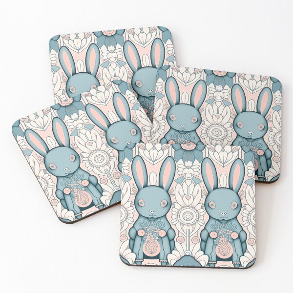 Item preview, Cute Pastel Rabbits Pattern | Rabbits and Flowers | Year of the Rabbit | Easter Rabbits | Pair of Rabbits | high resolution  designed and sold by Synthetic-Intel.