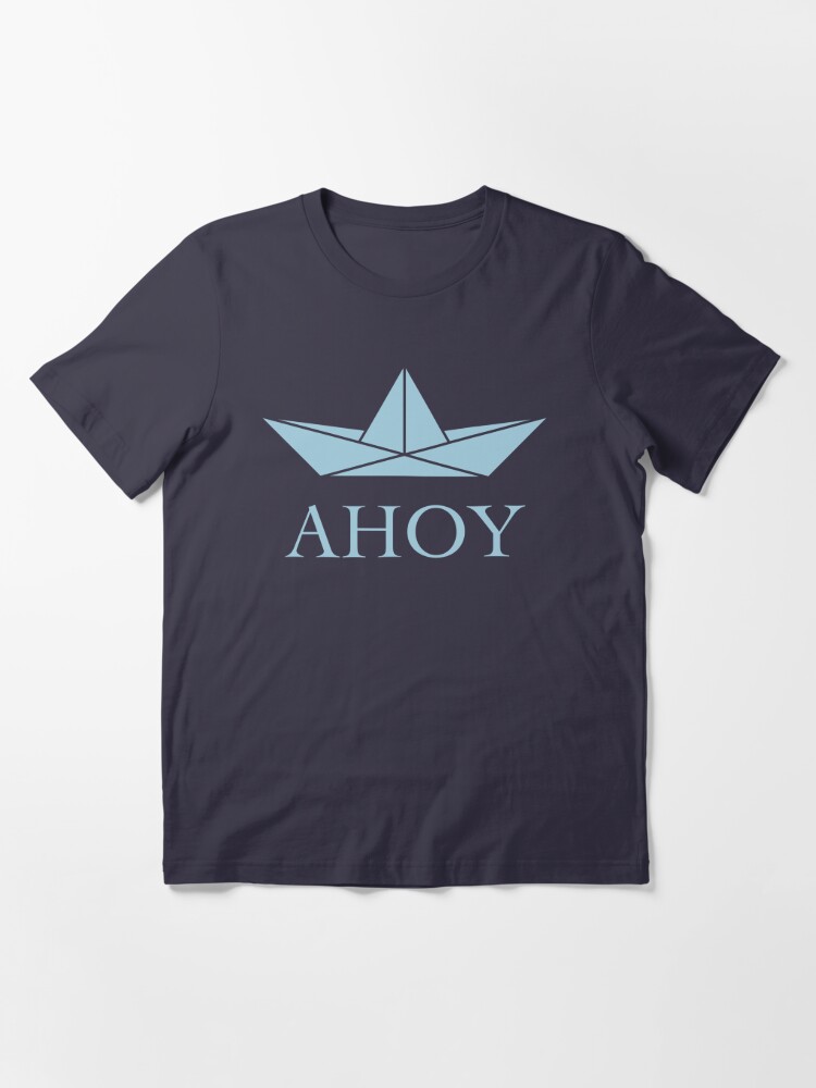 Ahoy (Paper Ship / Seaman / Greeting / Skyblue) | Essential T-Shirt