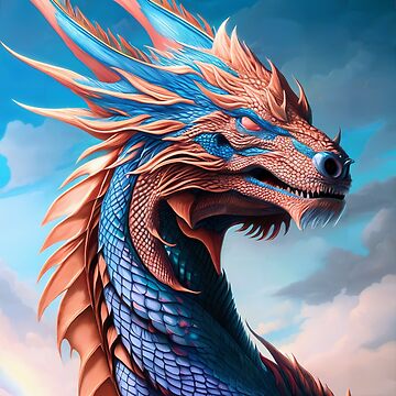 Artwork thumbnail, Intricate Blue and Copper Metallic Dragon by dragynrain