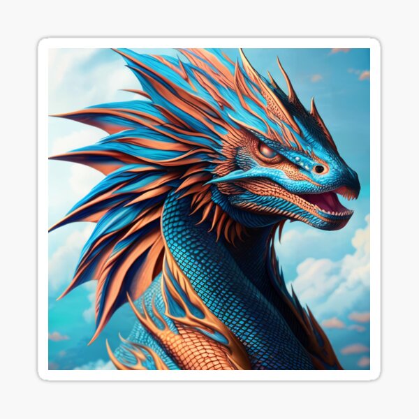 Ferocious Blue And Orange Frilled Dragon Sticker For Sale By Dragynrain Redbubble 2693