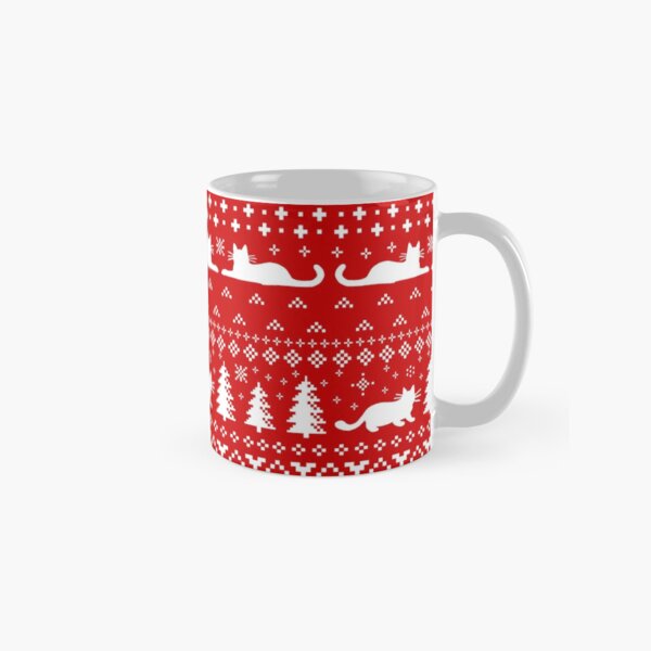 Artikel-Vorschau von Rotes und weißes Weihnachtsmuster für Katzenliebhaber, designt und verkauft von Jenn Inashvili.