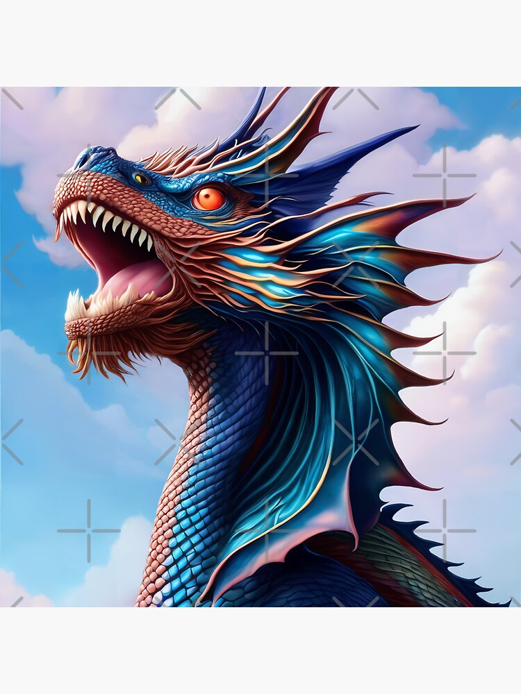 Thumbnail 3 of 3, Sticker, Intricate Blue Scaled Bearded Dragon designed and sold by dragynrain.