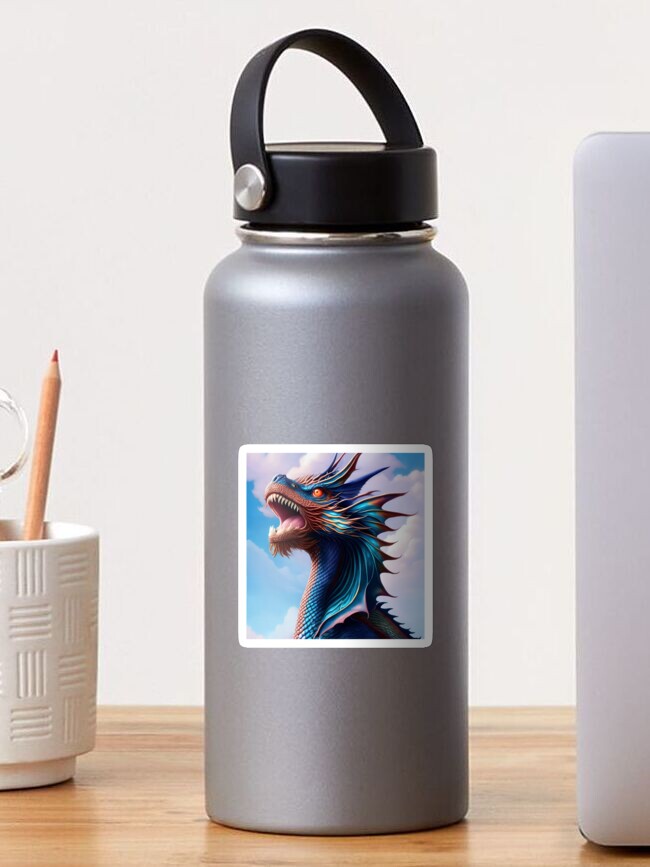 Thumbnail 1 of 3, Sticker, Intricate Blue Scaled Bearded Dragon designed and sold by dragynrain.