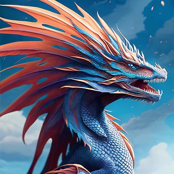 Artwork thumbnail, Ferocious Blue and Orange Frilled Dragon by dragynrain
