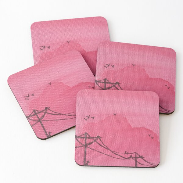 Item preview, "A View of Birds on Wires Against a Background of Birds and a Pink Sk designed and sold by Sparkline.