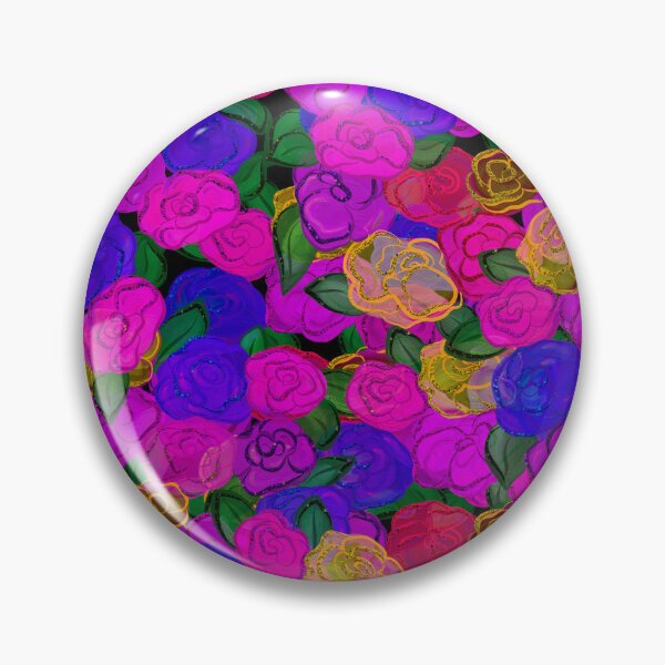 Item preview, Bright Flowers Pink Purple and Gold Pattern designed and sold by CheriesArt.