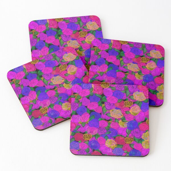 Item preview, Bright Flowers Pink Purple and Gold Pattern designed and sold by CheriesArt.