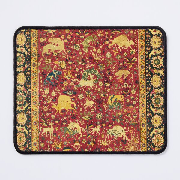 Item preview, ANTIQUE RED FLORAL PERSIAN CARPET WITH FANTASTIC ANIMALS,BIRDS AND FLOWERS designed and sold by BulganLumini.