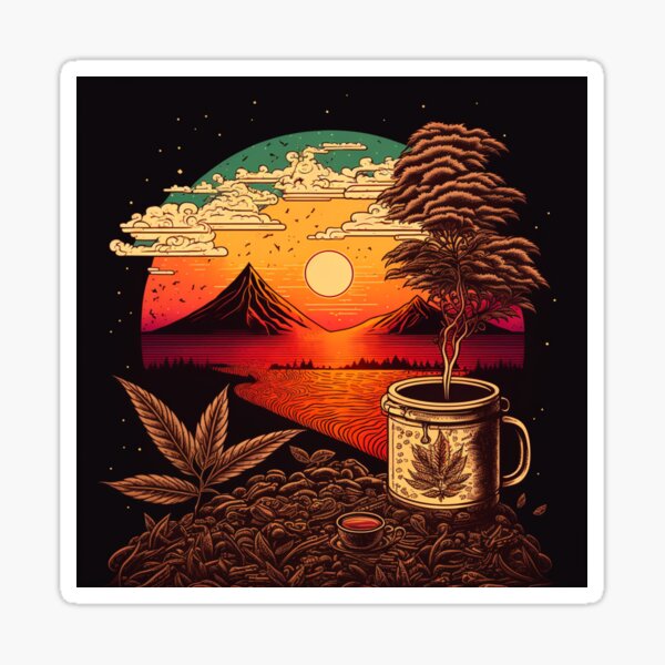 Artikel-Vorschau von Kiffer-Kaffee-Sonnenuntergang, designt und verkauft von AIisnow.