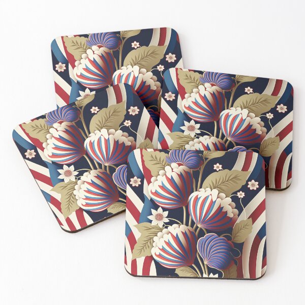 Item preview, Retro Flowers Pattern | USA Flowers | American Flag Tulips | Flower Power | 1960s flower pattern | high resolution designed and sold by Synthetic-Intel.