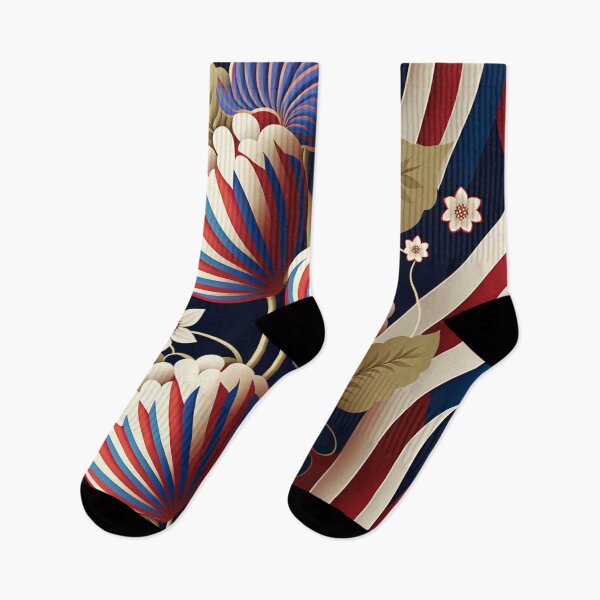 Item preview, Retro Flowers Pattern | USA Flowers | American Flag Tulips | Flower Power | 1960s flower pattern | high resolution designed and sold by Synthetic-Intel.