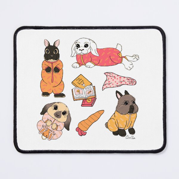 Item preview, Bunnies in Pajamas Print - Sweet snuggly rabbits wearing pjs - baby bunny, nursery art, footie pajamas, designed and sold by EcoElsa.