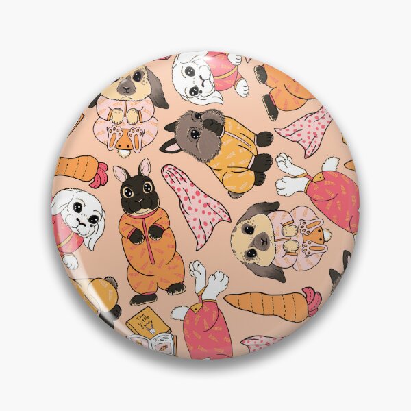 Item preview, Bunnies in Pajamas Pattern - Sweet snuggly rabbits wearing pjs - Retro Sunset & Apricot - baby bunny, nursery art, designed and sold by EcoElsa.