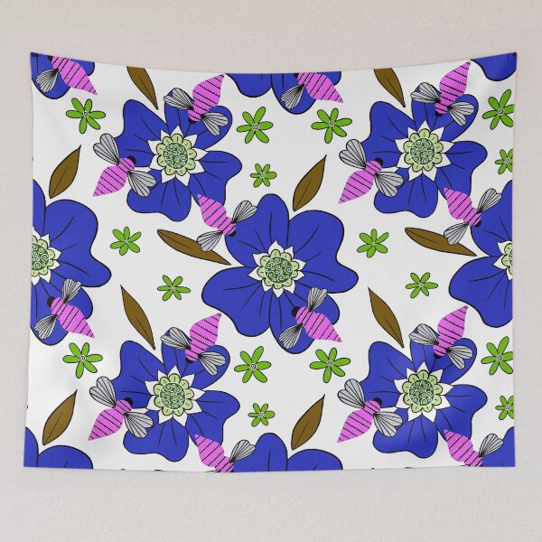 Item preview, Buzzing Bees - Blue on White designed and sold by dKarthdesign.
