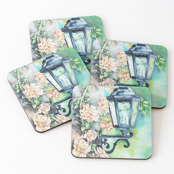 Item preview, id37 wonderful and stylish designed street lamp with green color and pattern and white roses, white flowers, street lamps and flowers, roses and street lamps, vines and lamps, romantic, love designed and sold by bcbutika.