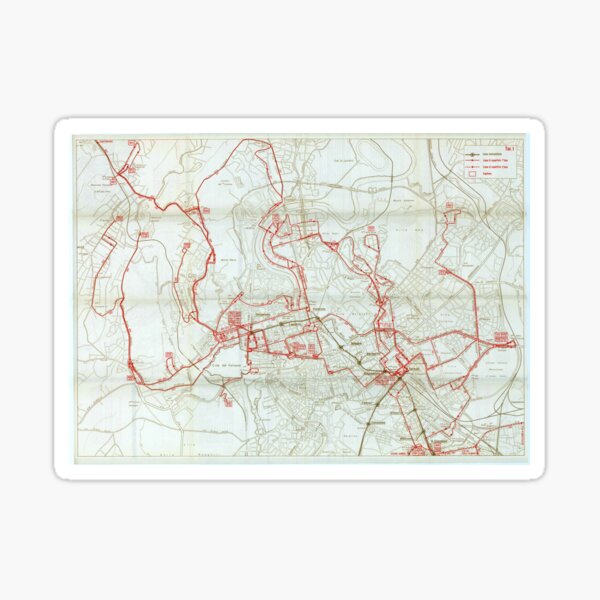 Old bus map of Rome Sticker
