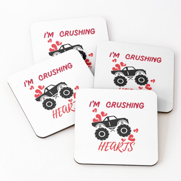 Item preview, kids i crush hearts monster truck toddler boys valentines day designed and sold by Itsforyou1.