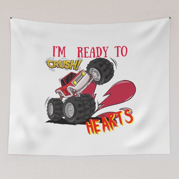 Item preview, kids i crush hearts monster truck toddler boys valentines day designed and sold by Itsforyou1.