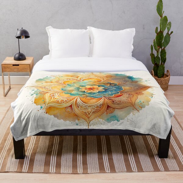 Item preview, Mandala Art, Cian and Orange Mandala Flower designed and sold by MoonFoxDesign.
