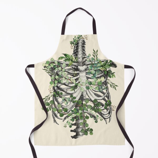 Item preview, Ribcage botanical, rib cage, floral anatomy skeleton with eucaliptus leaves designed and sold by Collagedream.