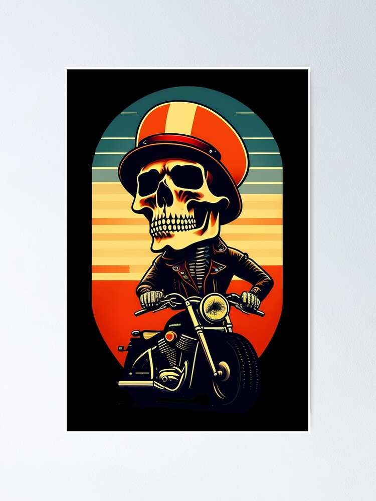 Vintage Motorcycle Skull - Badass Biker Design