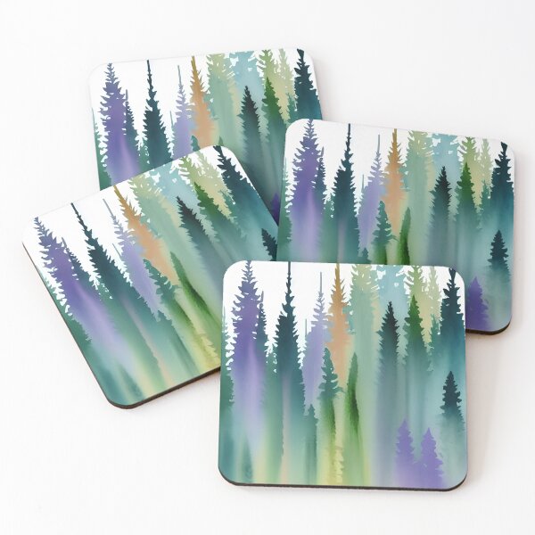 Item preview, Pine Tree watercolor landscape designed and sold by Red Witch Art.